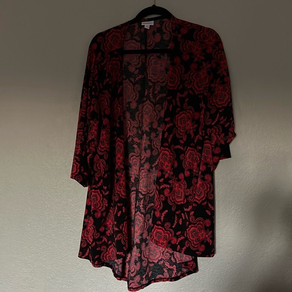 Black and red cardigan